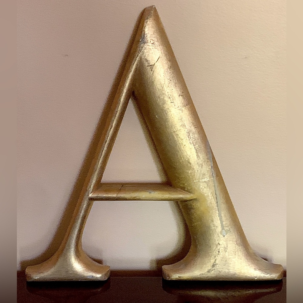 Late 19th Century Antique Gold Wooden Wall Mounting Letter A Bank Loan Sign
